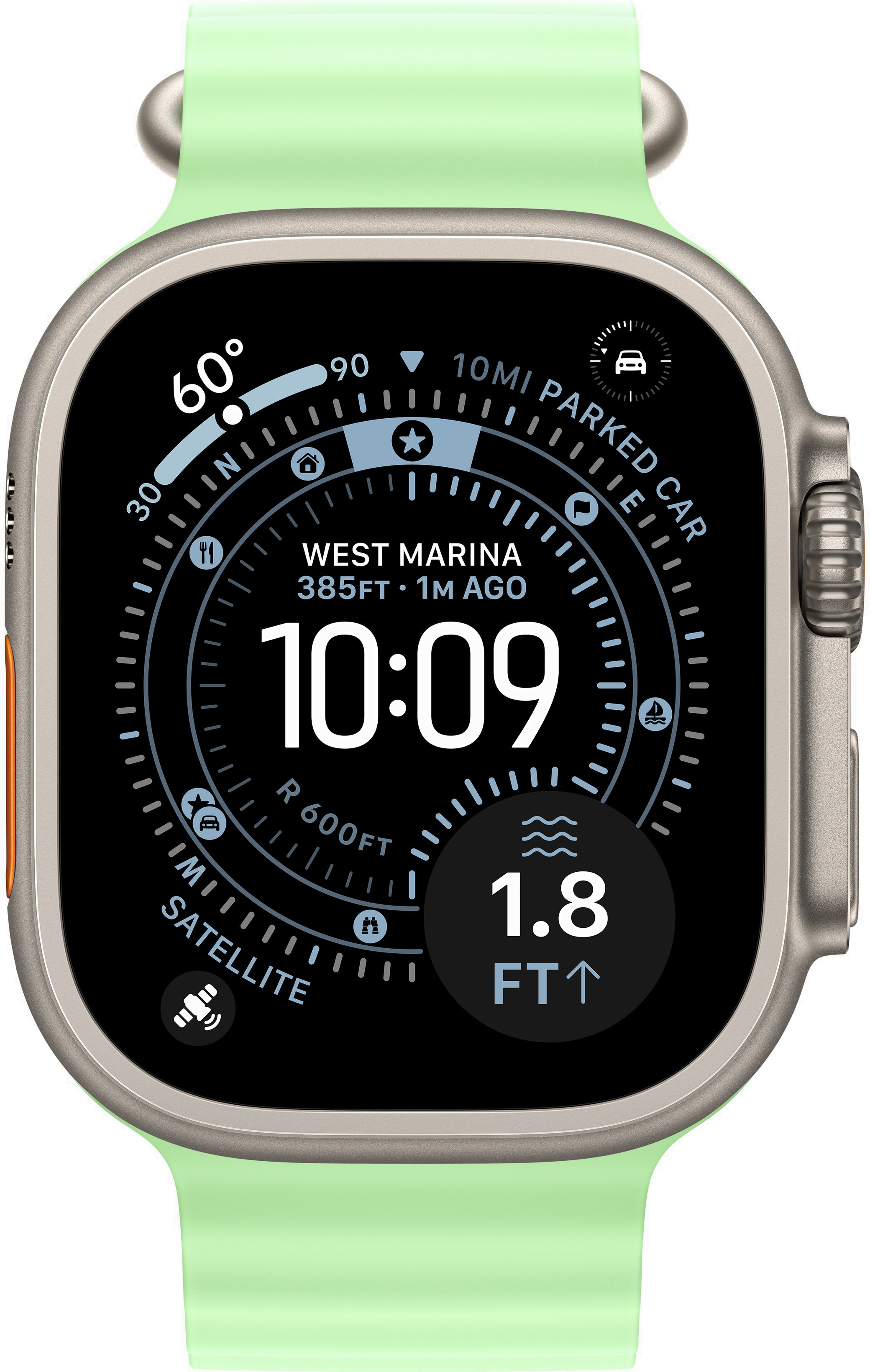 Часы Apple Watch Ultra 3 49mm Titanium Natural (Ocean Band Neon Green) M/L